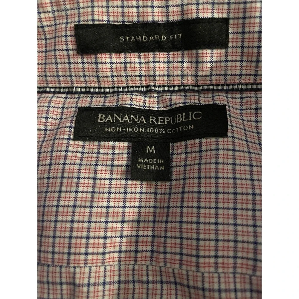 Banana Republic Long Sleeve Button Up Shirt Red White Blue Plaid Medium JBHS